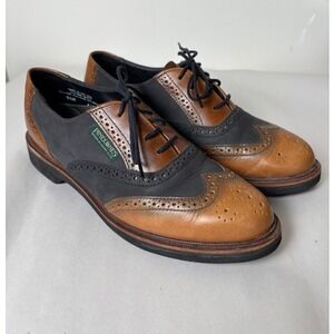 Two-Tone Brown and Black Leather Wingtip Oxfords